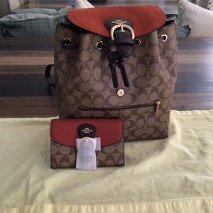 Coach backpack and matching wallet